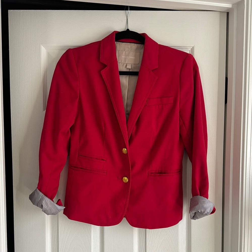 Banana republic Red Blazer with Gold Buttons
